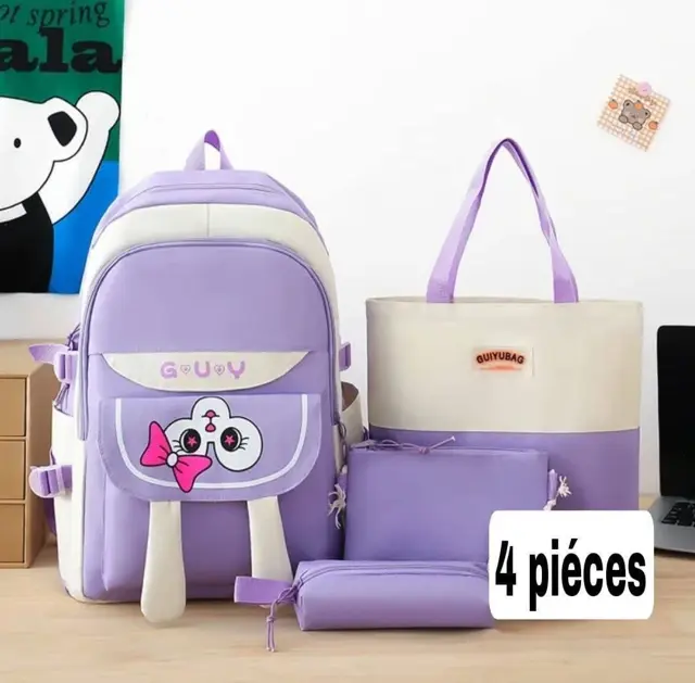 مجموعة حقائب مدرسية متعددة القطع (4 قطع)